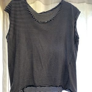 Navy Blue and white striped top